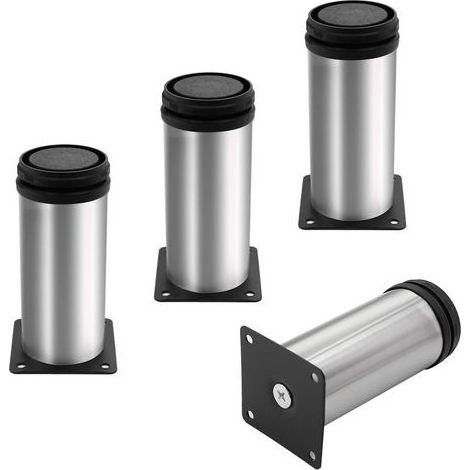 4 Pieds de Meuble, Pied canapé,Pied de Table Metal,Pieds de Meubles réglables en Acier Inoxydable brossé, Pieds de Table réglables en Hauteur, Hauteur Totale 100 mm (1/5)