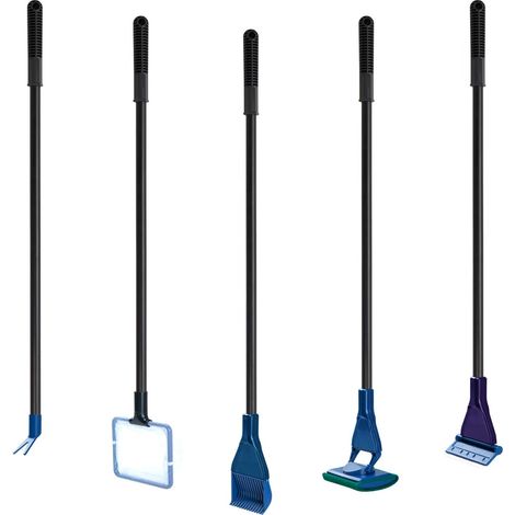 5-in-1 Aquarium-Reinigungsset – Fischnetz, Kiesrechen, Pflanzengabel, Schaber, Schwamm, Griff, Verbindungsstück, Reinigungswerkzeug-Set (5-in-1) (1/5)