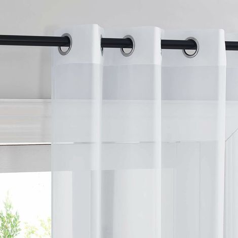 Weiße Vorhänge - 2er-Set kurze Vorhänge 140x160cm Inneneinrichtung Schlafzimmer Küche Organza Tüll mit Ösen Filtert Licht Transparent Weiß 2 Stück (1/5)