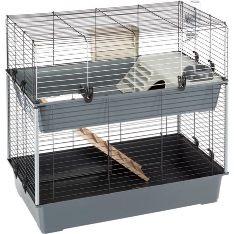 Ferplast – Cage à 2 étages pour lapins – Structure en grillage métallique – Dimensions 95 x 57 x h 93.5 cm – Avec accessoires pratiques (1/5)