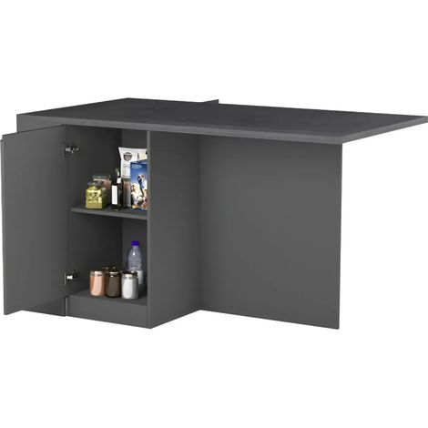 Isola Cucina 2 Ante Antracite Report 160x90x90 cm con Vani a Giorno