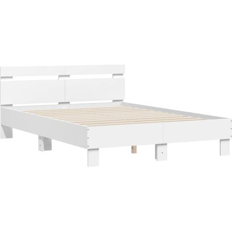 Bed Frame White Engineered wood, Plywood Small Double Modern vidaXL