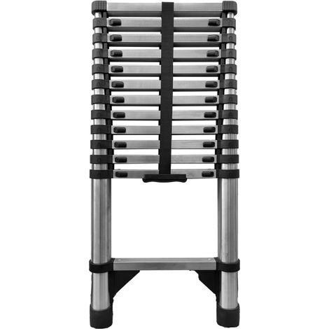 Baulich – Échelle télescopique 13 marches – Hauteur 3,8 m – Charge maximale 125 kg – Acier robuste avec pieds antidérapants (1/5)