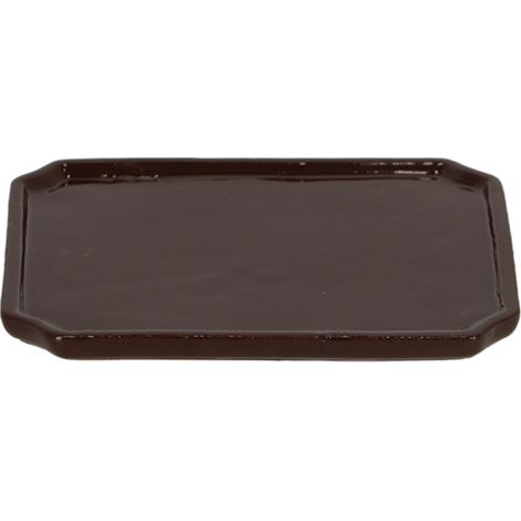 Plateau pour pot à bonsai rectangulaire L en céramique - Marron - L 24,5 x P 20,5 x H 1,9 cm - Livraison gratuite (1/5)
