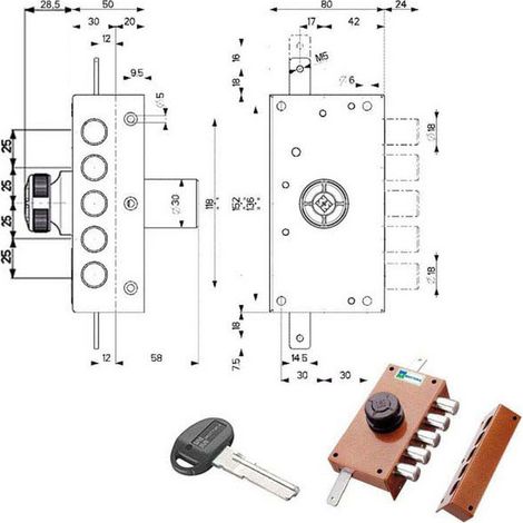 Serrure Sic.Triplex Droit Pompe 30427 Mottura