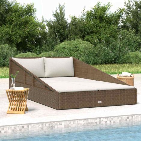 vidaXL Tumbona cama de jardín ratán sintético marrón 110x200 cm (1/5)