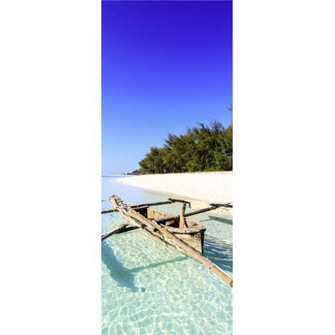 Panneau mural douche en alu-composite VIPANEL - Inspiration Nature Décor Bateau de Pêcheur Tropical - Finition Brillant - 100x255cm (1/5)