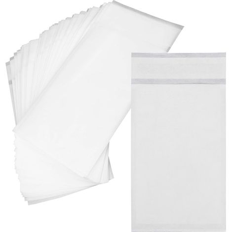 100 Stück selbstklebende Wachspapiertüten, kleine Verpackungsbeutel für Kleidung-16x9CM-White (1/3)