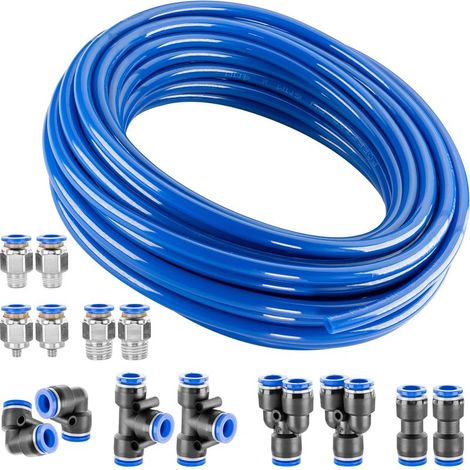 Tubo pneumatico da 10 m, 8 raccordi rapidi, PU 4x6 mm, 6 bar, per officine e impianti frenanti (1/5)