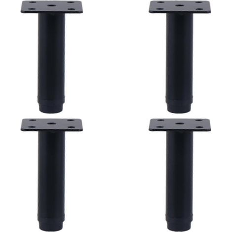 Pieds de meubles réglables en fer forgé noir, 10-19 cm, surface plaquée, adaptés aux pieds de meubles de 2,5 à 12 cm. (1/5)