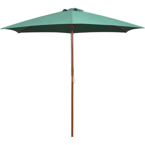 Parasol mobilier de jardin avec poteau en bois 270 x 270 cm vert (1/5)