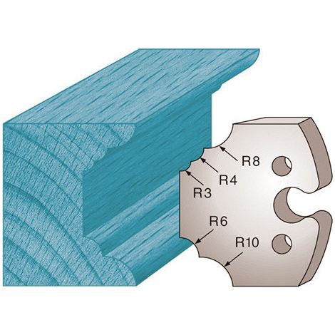 Diamwood Jeu de 2 Fers Profilés Ht. 50 x 5,5 mm Multi Quart de Rond M220 - Acier SP - Entraxe 24 mm - Idéal pour Porte-Outils Toupie (1/2)