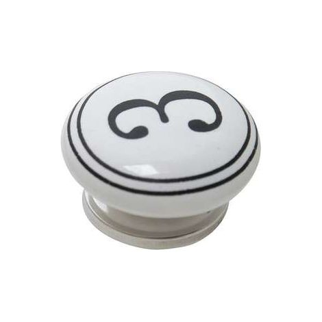 Bouton Meuble Céramique Noir Chiffre 3 - B BEAUTY