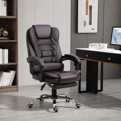 Chefsessel mit Liegefunktion und Fußstütze, 64,5 x 69 x 109–117 cm, kaffeebraun (1/5)