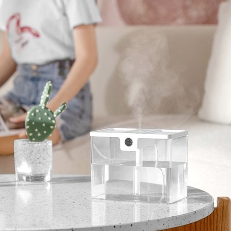Luftbefeuchter mit großem Fassungsvermögen (1,5 l), Feuchtigkeitsanzeige, transparentes, weißes Design T15 (1/5)