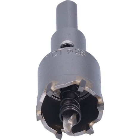 Scie cloche en acier rapide à trois lames, conception à angle d'inclinaison, outil de coupe durable pour le métal avec clé hexagonale, 28 mm (1/5)