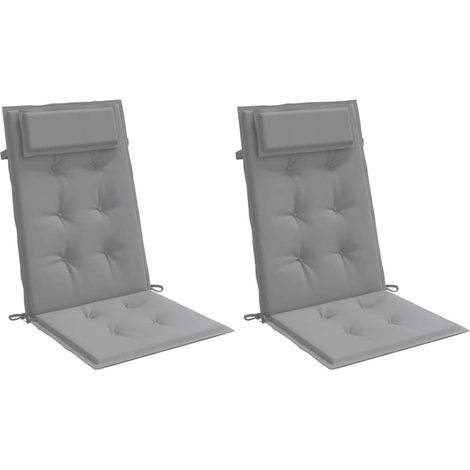 vidaXL Highback Chair Cushions 2 pcs Grey Oxford Fabric