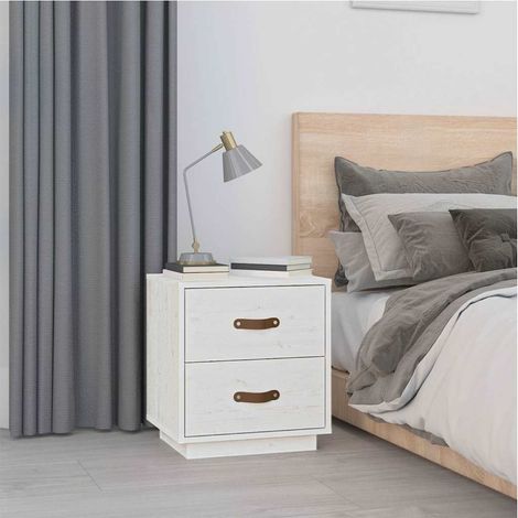 vidaXL Bedside Cabinet White 40x34x45 cm Solid Wood Pine (1/5)