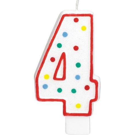 Vela de cumpleaños número 4 blanca con puntos