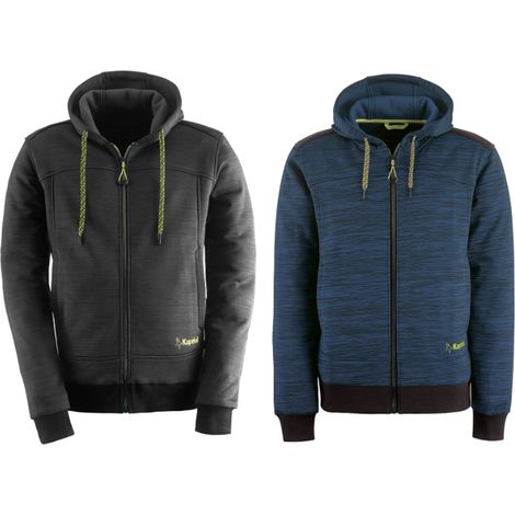 FELPA UOMO DA LAVORO SLICK ZIP CAPPUCCIO REGOLABILE BLU AVIO/NERO M-XXL KAPRIOL, "Nero"-"L" (1/5)