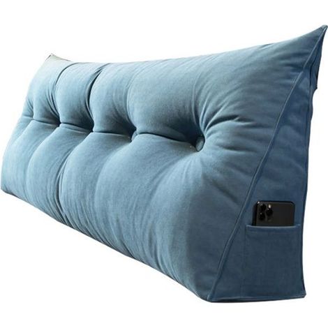 Coussin de dossier en daim, idéal pour lit et canapé, coussin de lecture avec housse amovible 60x50x20 cm