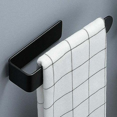 Porte-Serviettes Salle de Bain Anneau Porte Serviette Ouvert de Style Européen Mural Auto-AdhéSif sans PerçAge, SUS 304 Inoxydable Noir 20cm (1/5)