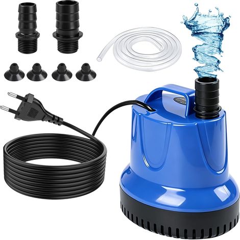 Pompe d'aquarium - 45 W - 2800 l/h - Pompe submersible à aspiration plate avec tuyau - silencieuse - Petite pompe de bassin - Pompe à air pour aquarium, étang, jardin (1/5)