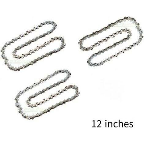 Lot de 3 Chaîne de Tronçonneuse pour Guide-Chaîne de 12" (30 cm), 45 Maillons d'Entraînement, Compatibles avec Dolmar, Echo, Bosch, Einhell et autres (1/4)