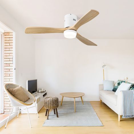 Ventilateur de plafond LED 132 cm, 6 vitesses, moteur DC réversible, blanc, OKMYHOME (1/5)