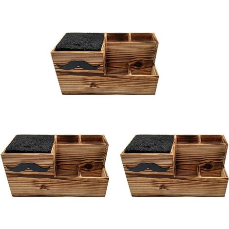 3X Boîte à Outils de Coiffure En Bois Support de Cisaillement de Salon de Coiffure Ciseaux de Coupe de Cheveux Support de Stockage de Porte-Outils de Coiffeur (1/5)