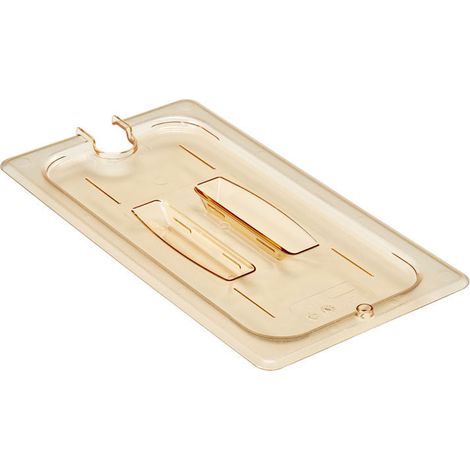 Couvercle à encoche et poignée GN 1/3 - Haute température - 17.6 x 32.5 cm - Ambre - Lot de 6 - Cambro