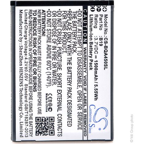 NX - Batterie téléphone, smartphone, GSM pour BQ 3.7V 1500mAh - B19BT-1950-259BT195025 (1/4)