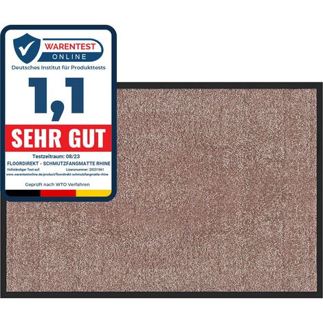 Karat – Tapis de porte paillasson Rhine – 90 x 120 cm – Fibres polyamide haute qualité – Sous-couche antidérapante – Lavable à 30°C