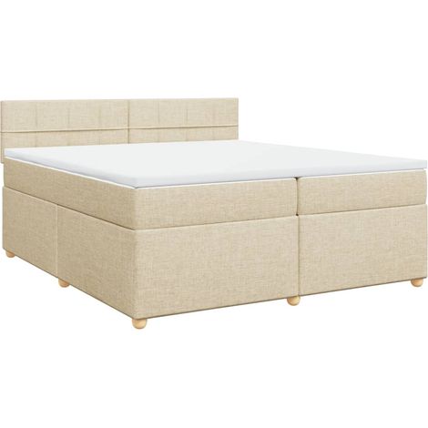 Maison Exclusive - Giroletto a Molle con Materasso Crema 200x200 cm in Tessuto (1/5)