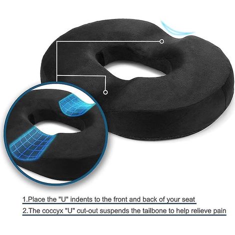 Coussin orthopédique en forme de donut pour soulager les hémorroïdes et le coccyx - Soulagement des douleurs pendant la grossesse, les douleurs au coccyx, les escarres, les douleurs post-partum et la (1/2)