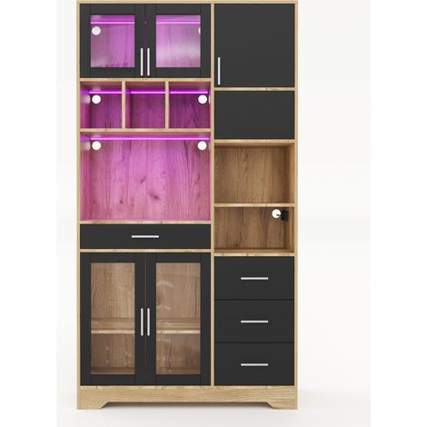 CAIziVitrine haute de style campagnard rétro, 185 × 100 × 40 cm
