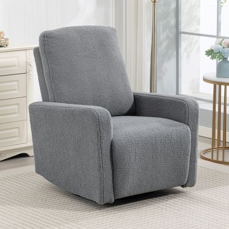Sillón Relax Reclinable Manual hasta 135º con Reposabrazos Reposapiés Acolchado Grueso y Función de Balanceo 360° Gris (1/5)