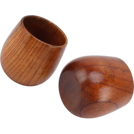 Handgefertigte Teetassen aus Holz, multifunktional, sicher und umweltfreundlich, Tassen aus Massivholz für Kaffee, Wein, Bier und Heißgetränke, 2er-Set. (1/5)