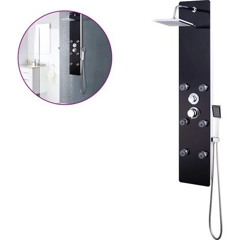 Maison Exclusive - Panneau de douche Verre 25 x 44,6 x 130 cm Noir (1/5)