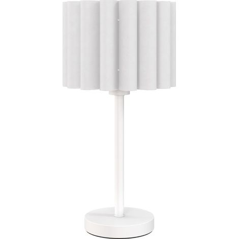 Tischleuchte im Retro-Stil, Nachttischlampe, Lampenschirm aus Kunststoff, Druckknopfschalter, Weiß