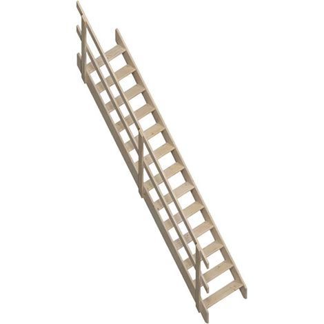 Holztreppe mit 13 Stufen – Steighöhe 2,80 m – Breite 0,64m - Handlauf links - COTTAGEJ-I-280-MCG