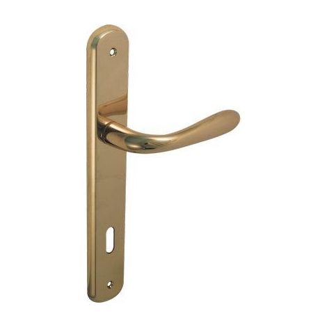 MANIGLIA GOCCIA OTTONE PLACCA FORO PATENT - ZAMA OTTONE LUCIDO Q8 I.MM 90 CF=PZ 2- 1 confezioni