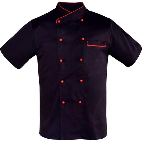 Unisex Chef Jacket Short Sleeve Chef Clothing Men Cook Vêtement de Chef, Vêtement de Chef Hommes Cuisinier, Boutons ronds, avec Poches, pour Cuisinier Serveur Hôtel Restaurant (1/5)