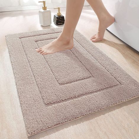 Tapis de bain antidérapant, tapis de bain en microfibre douce, absorbant, lavable en machine, tapis de douche extra épais, 50 x 80 cm, gris