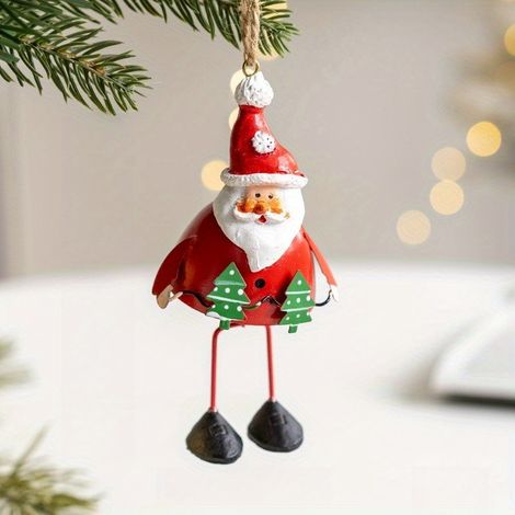 Pendentif mignon en résine représentant un Père Noël, un bonhomme de neige et un élan, décoration pour sapin de Noël, pieds suspendus en fer forgé, style hangi pour homme (1/5)