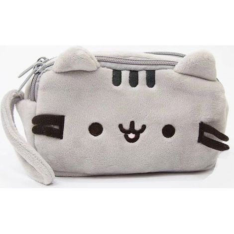 Housse de couette réversible double, 2 fermetures éclair, motif Pusheen le Chat, gris, 240x220 cm (1/4)