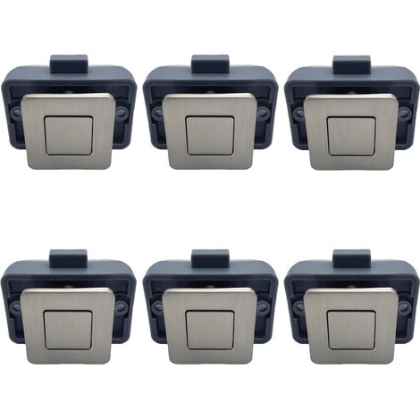 CCYKXA 6er-Pack quadratische Metall-Druckknopfriegel für Wohnmobile (Nickel)