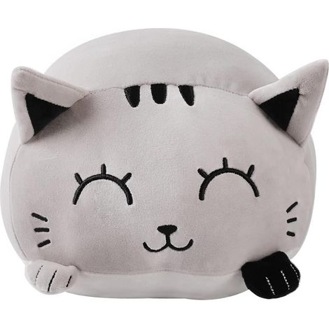 Coussin décoratif itotal Motif Chat Gris 33x30x18 cm