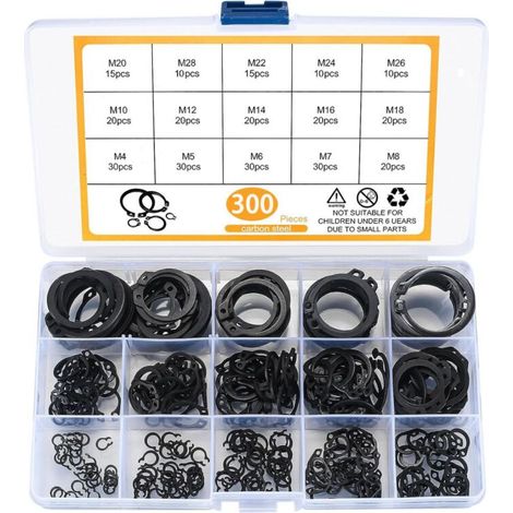 300-teiliges E-Clip-Set: Äußerer Sicherungsring, verschiedene Sprengringe, Sprengring-Sicherungsringe, M4-M28