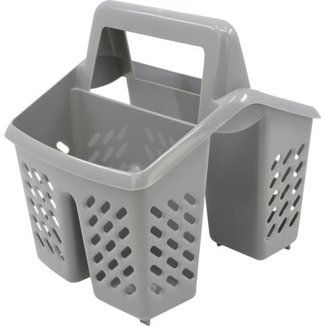 Égouttoir à Couvert en Plastique avec 4 Compartiments - Trous de Drainage et Poignée Ergonomique - Panier à Couvert Pratique (1/5)